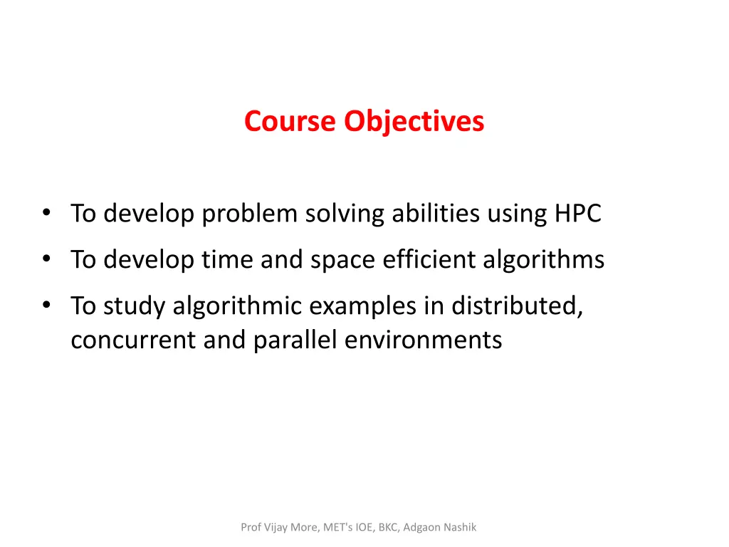 course objectives