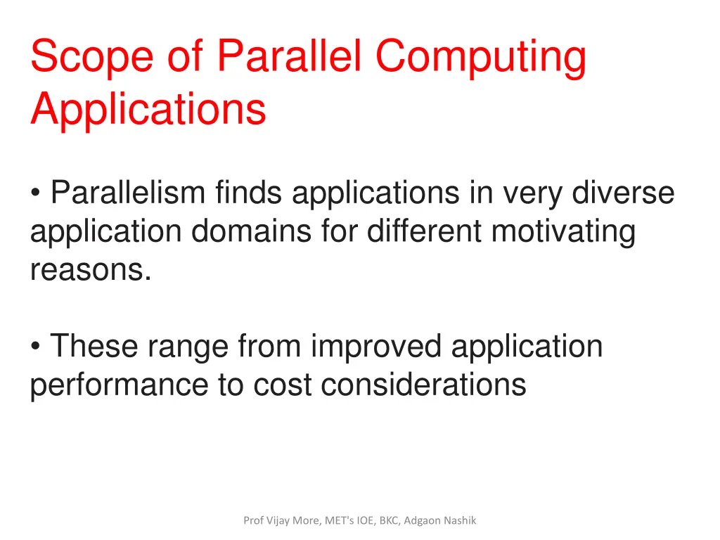 scope of parallel computing applications