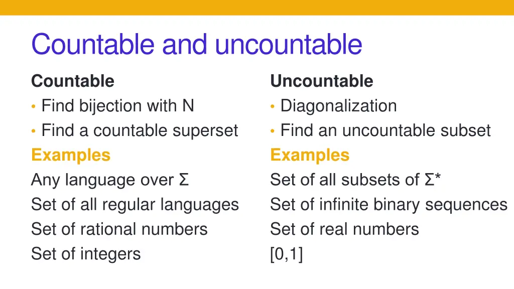 countable and uncountable