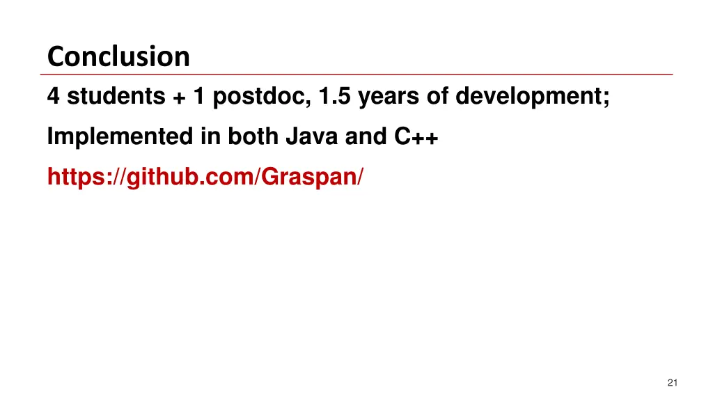 conclusion 4 students 1 postdoc 1 5 years