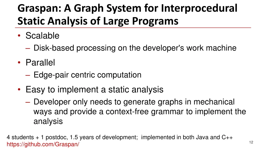 graspan a graph system for interprocedural static