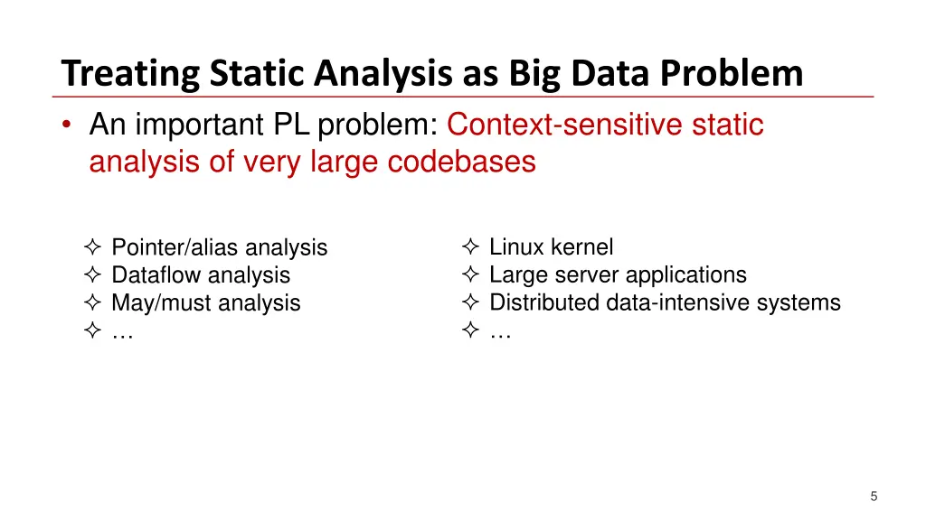 treating static analysis as big data problem