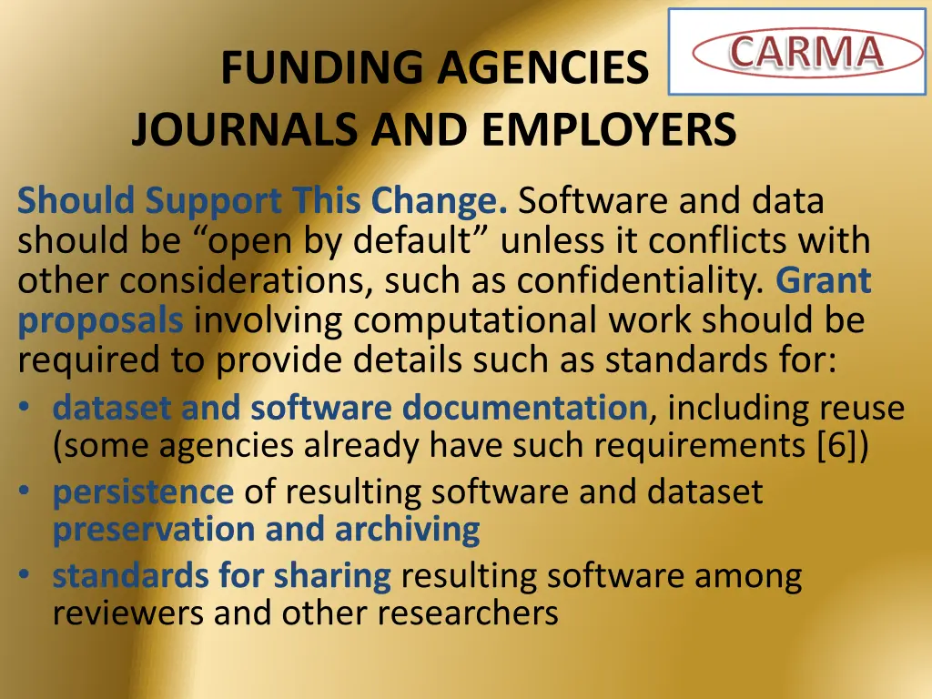 funding agencies journals and employers
