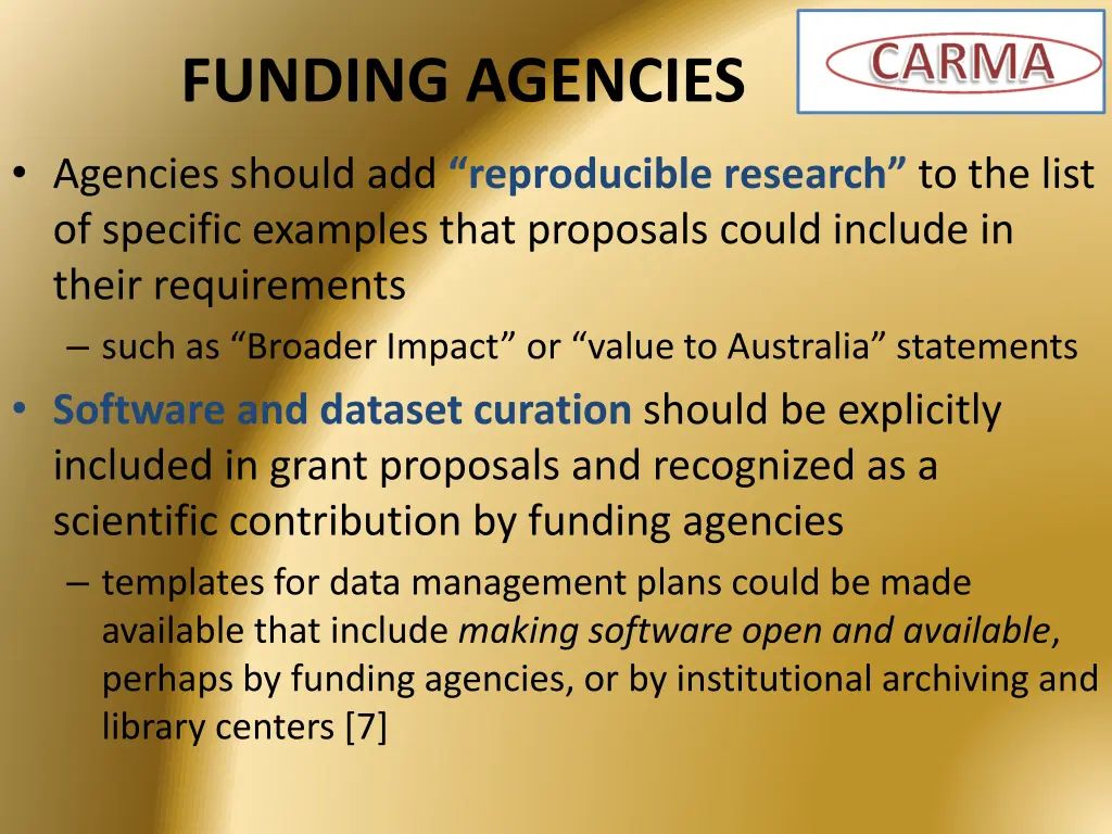 funding agencies