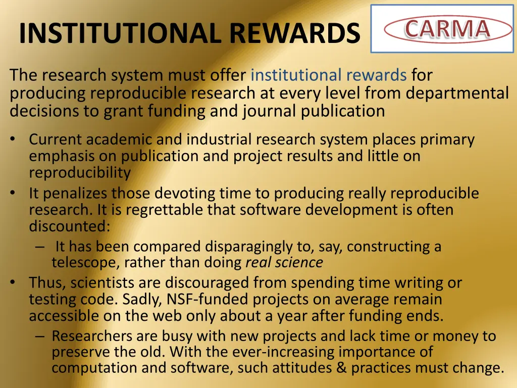 institutional rewards