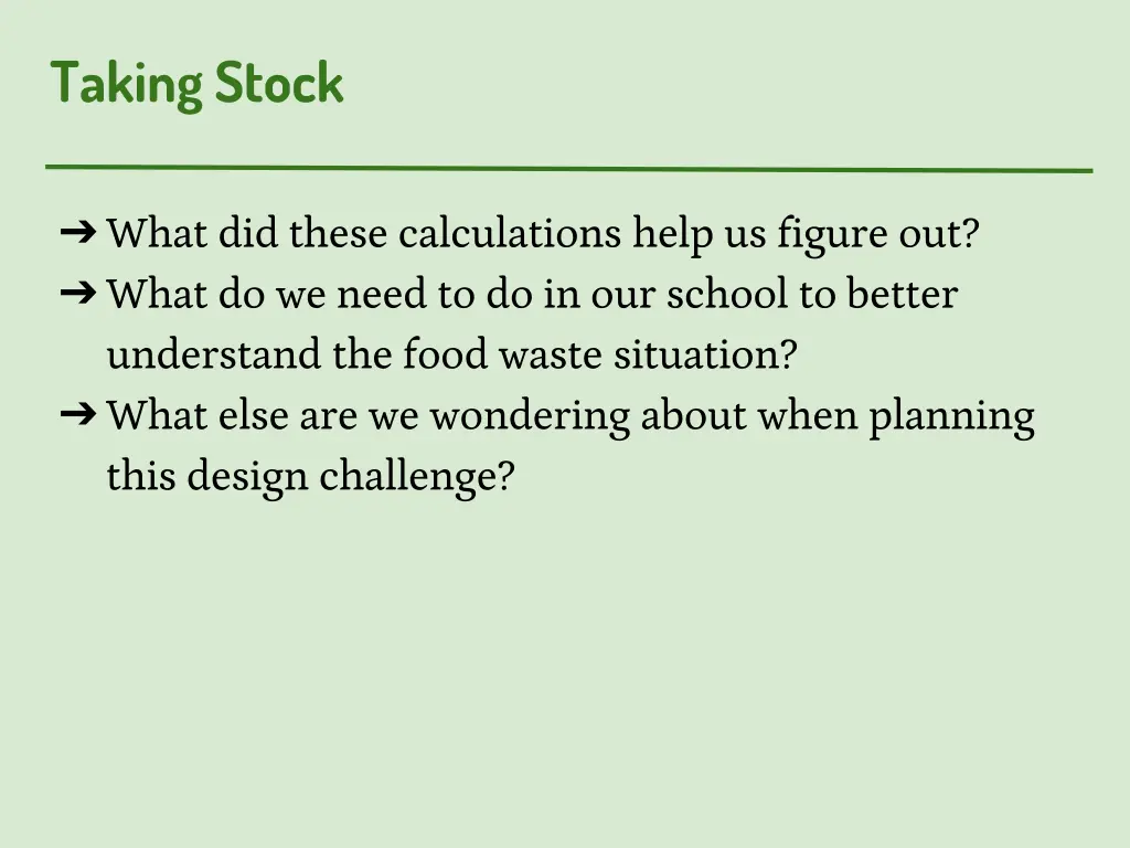 taking stock