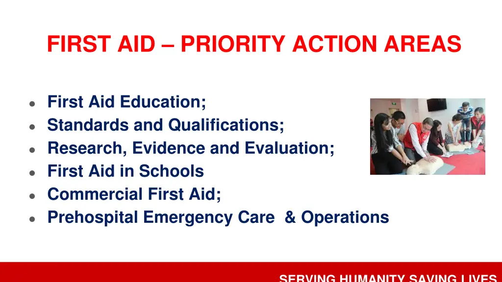 first aid priority action areas