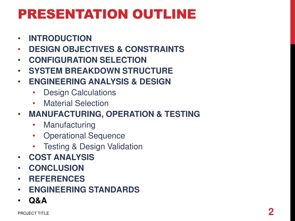 presentation outline