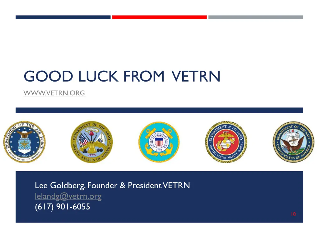 good luck from vetrn