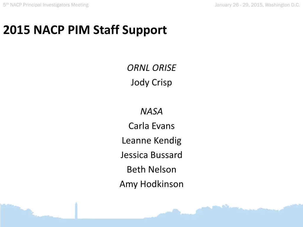 5 th nacp principal investigators meeting 2