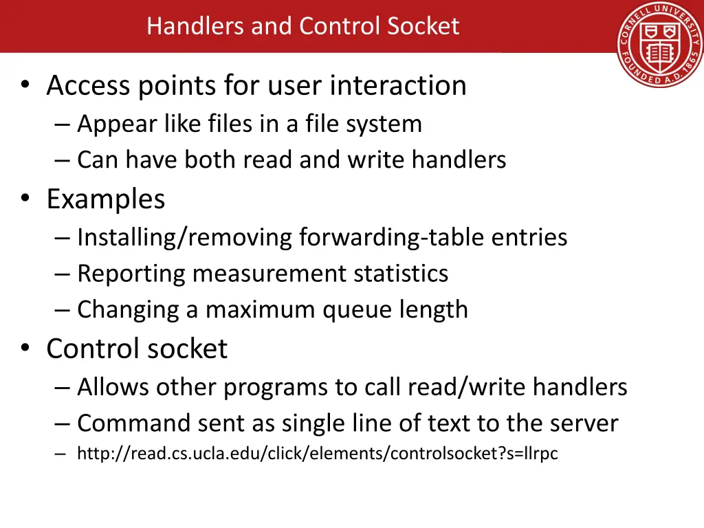handlers and control socket