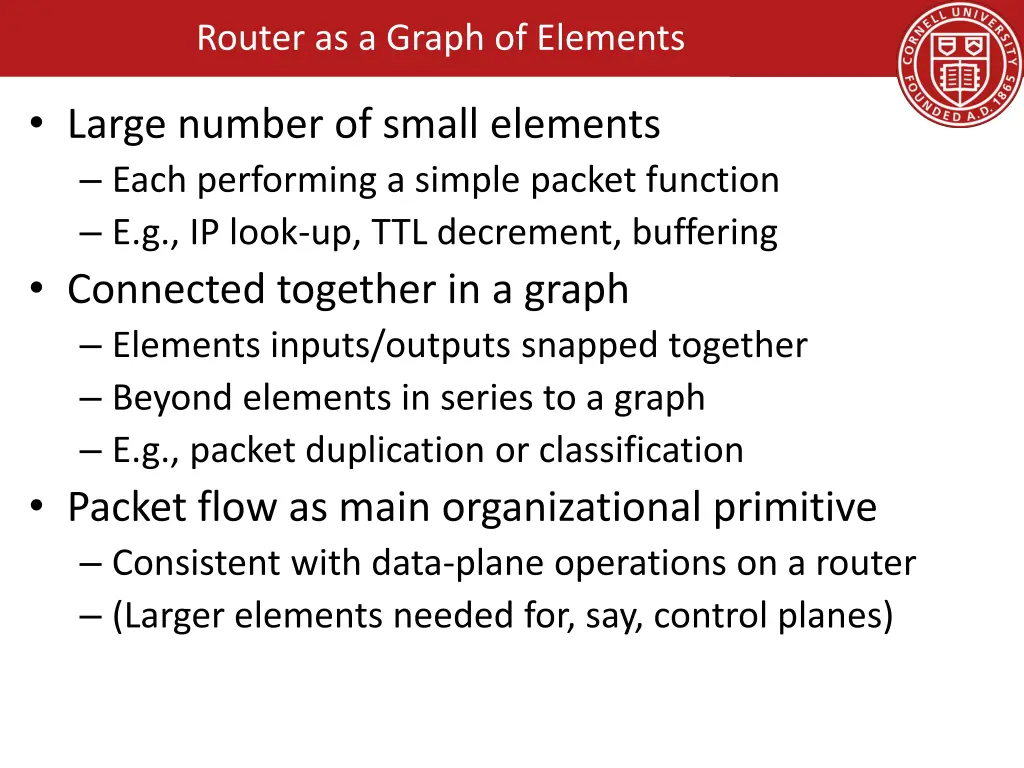 router as a graph of elements