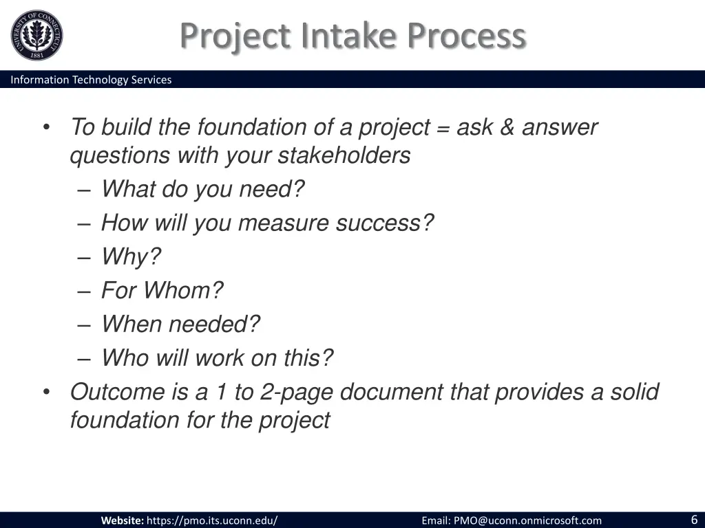 project intake process