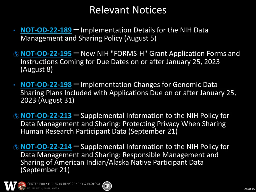 relevant notices
