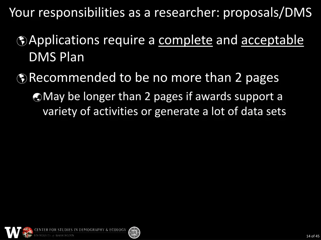 your responsibilities as a researcher proposals 1