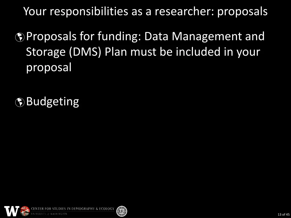 your responsibilities as a researcher proposals