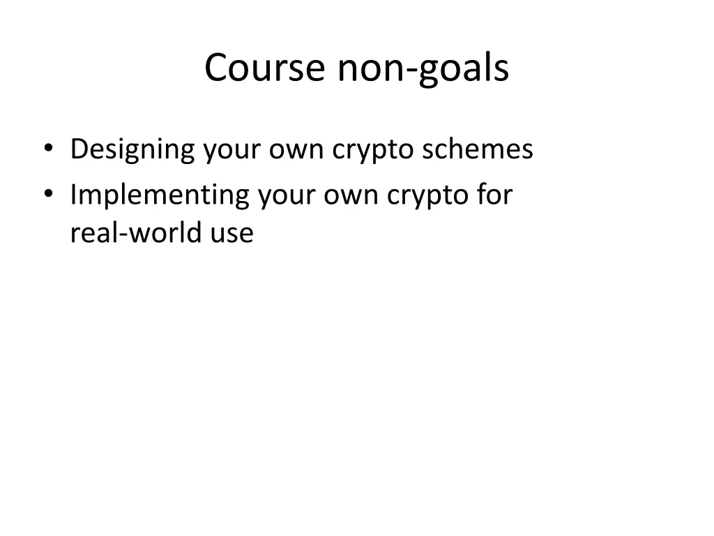 course non goals