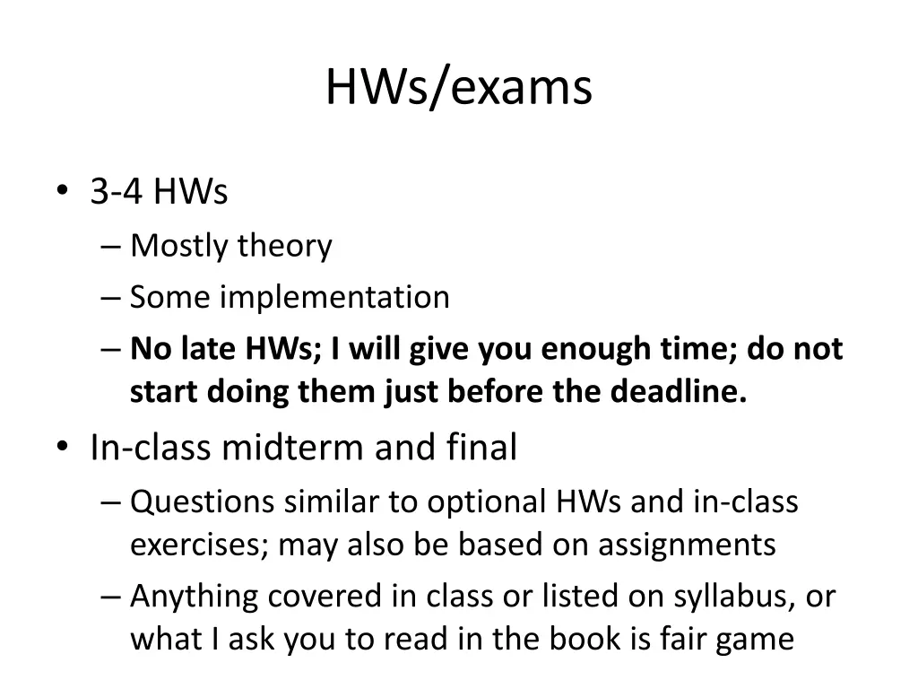 hws exams