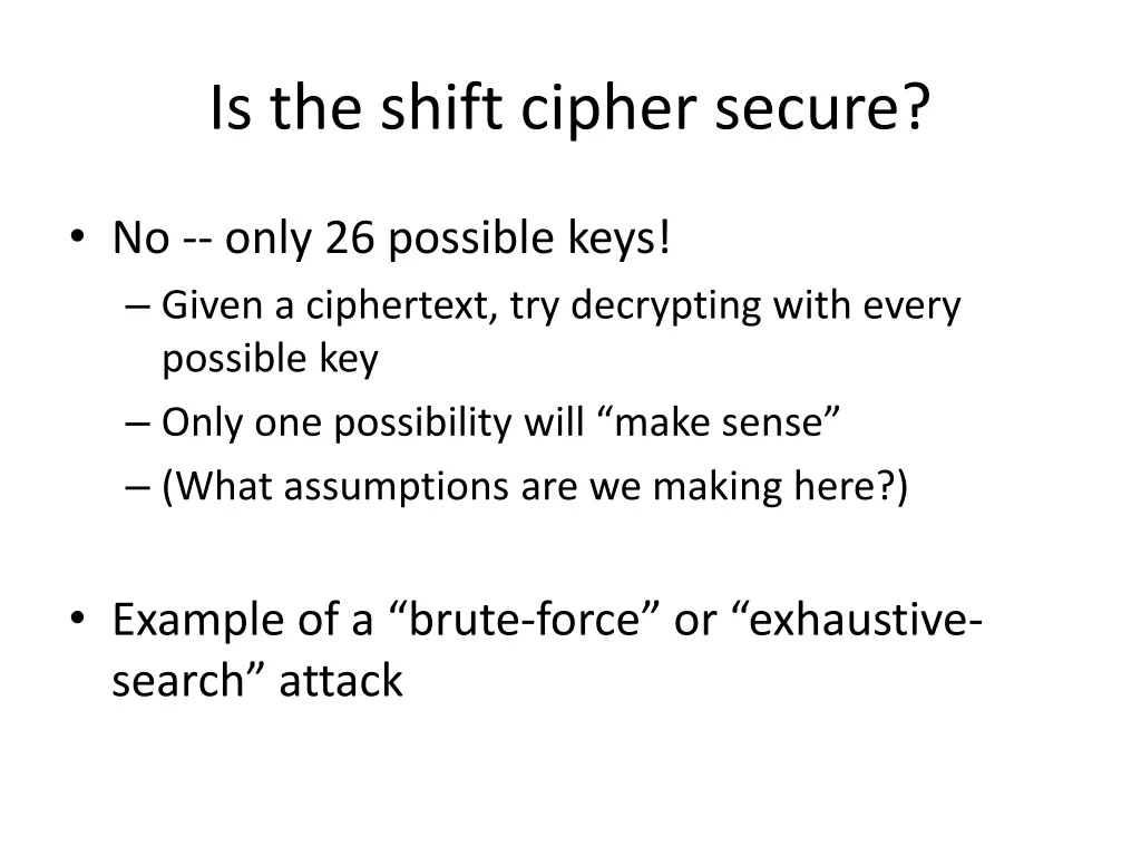 is the shift cipher secure