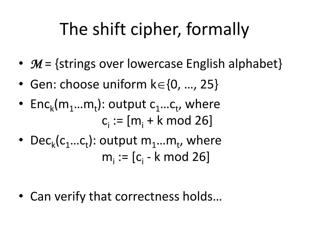 the shift cipher formally