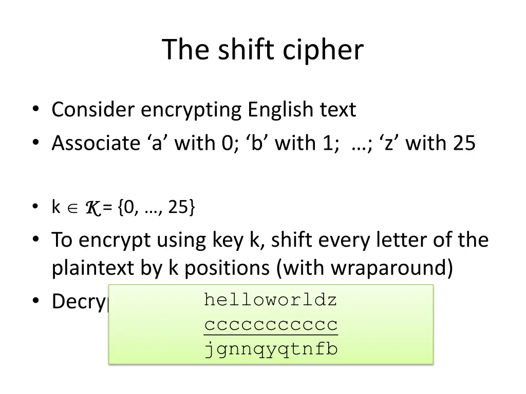 the shift cipher
