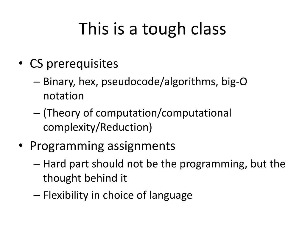 this is a tough class 1