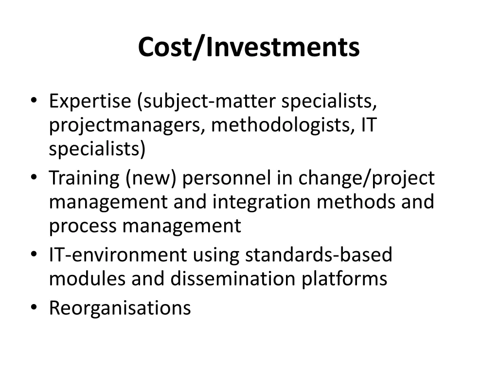 cost investments