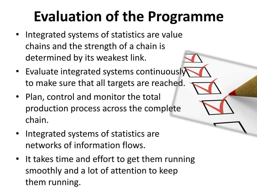 evaluation of the programme integrated systems
