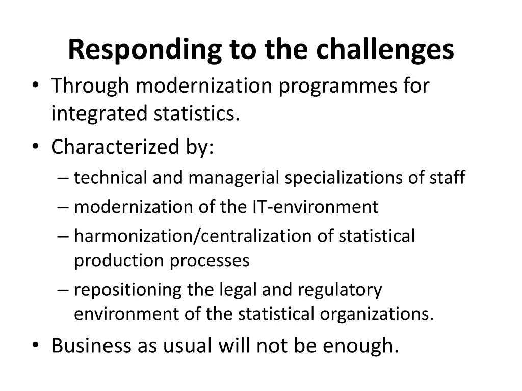 responding to the challenges through
