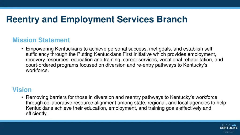 reentry and employment services branch