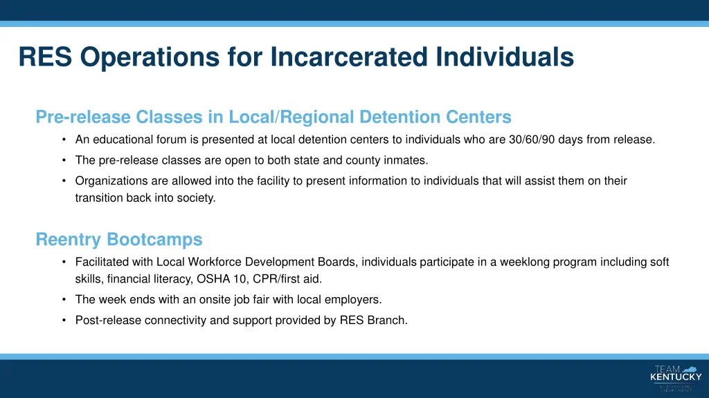 res operations for incarcerated individuals