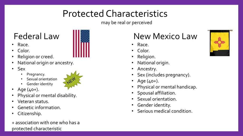 protected characteristics may be real or perceived