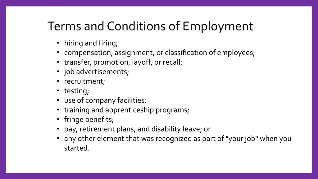 terms and conditions of employment
