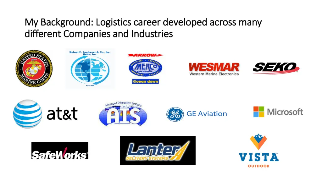 my background logistics career developed across