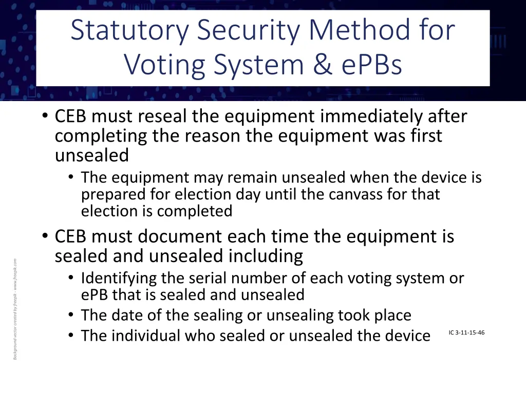 statutory security method for voting system epbs 1