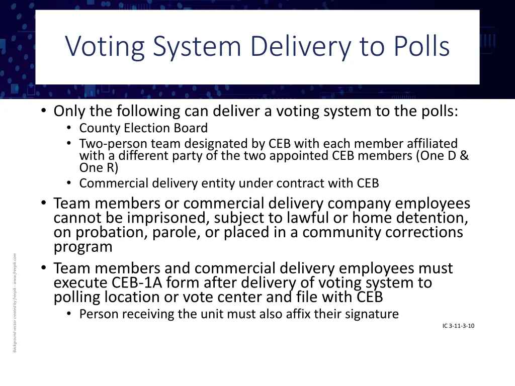 voting system delivery to polls