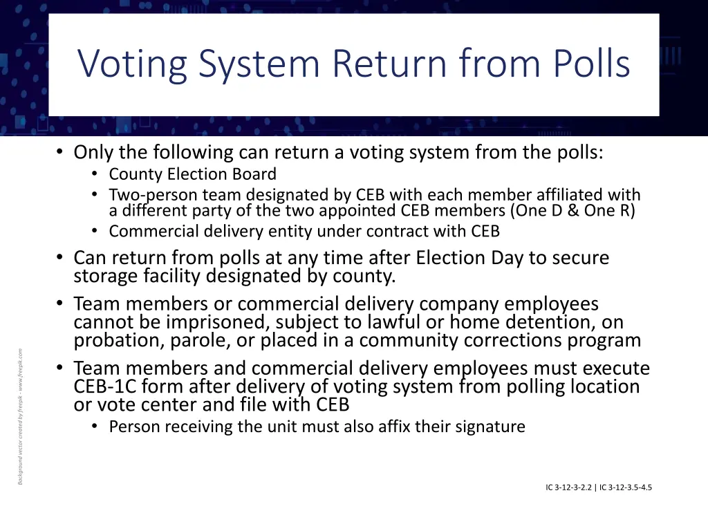 voting system return from polls