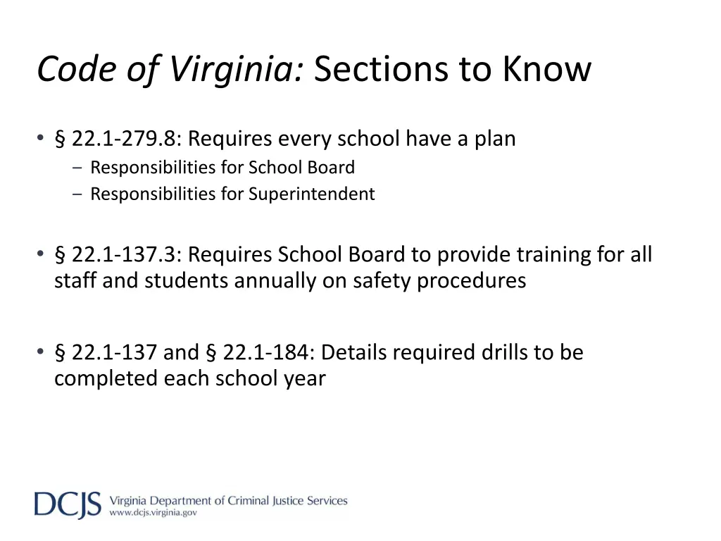 code of virginia sections to know