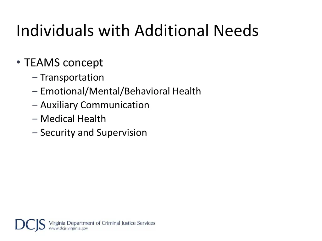 individuals with additional needs