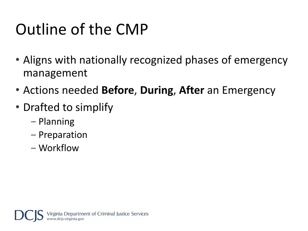 outline of the cmp