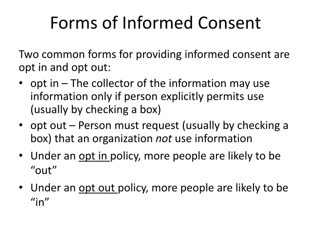 forms of informed consent