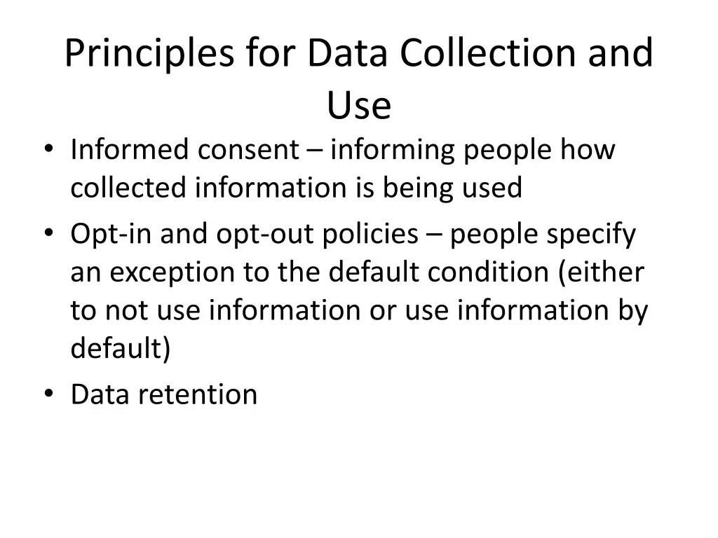principles for data collection and use informed