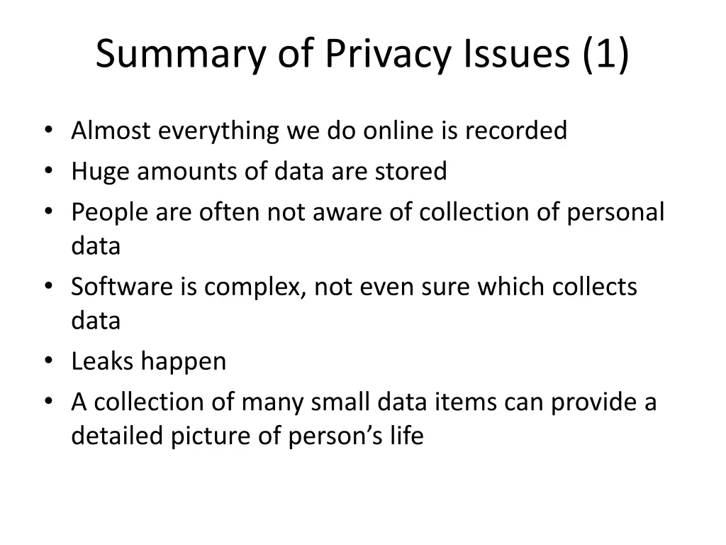 summary of privacy issues 1