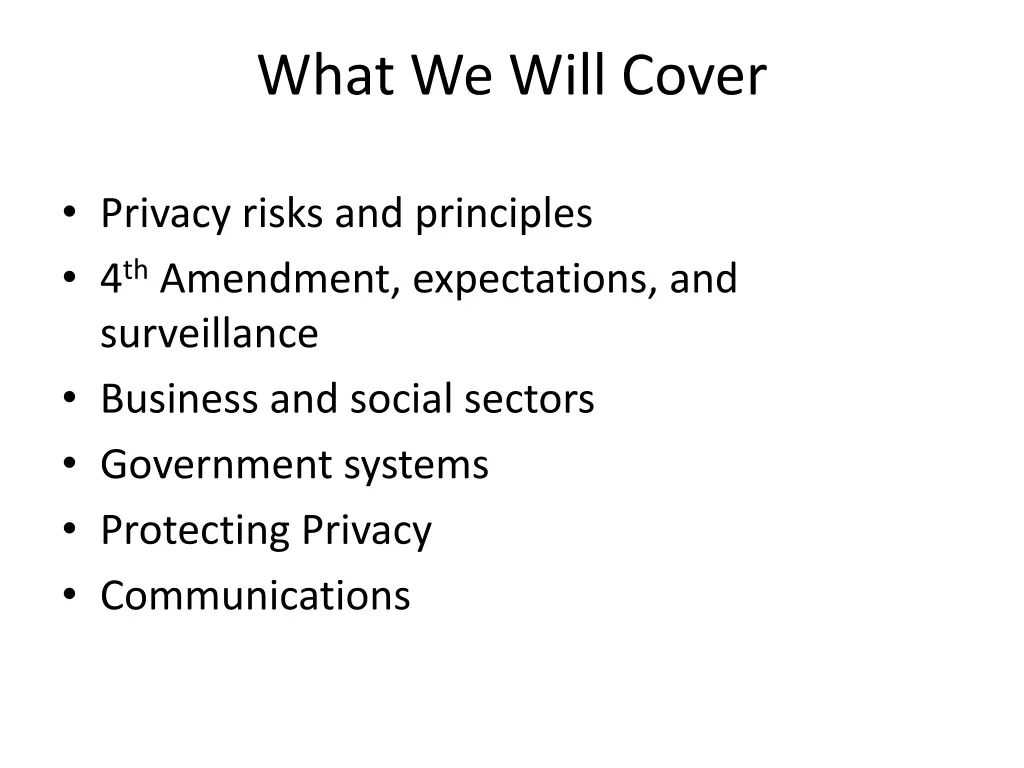 what we will cover