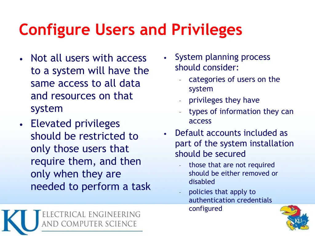 configure users and privileges