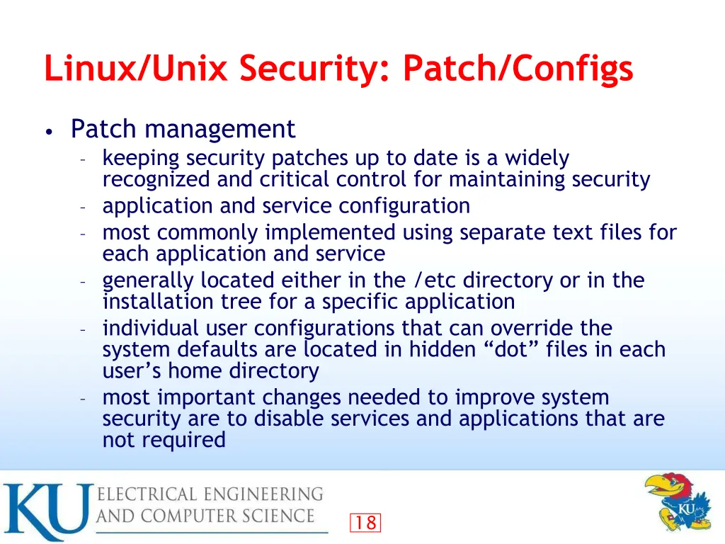 linux unix security patch configs