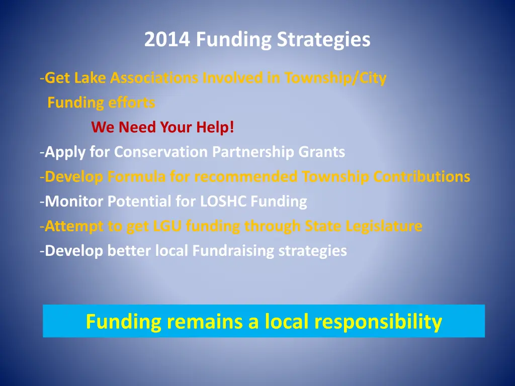 2014 funding strategies