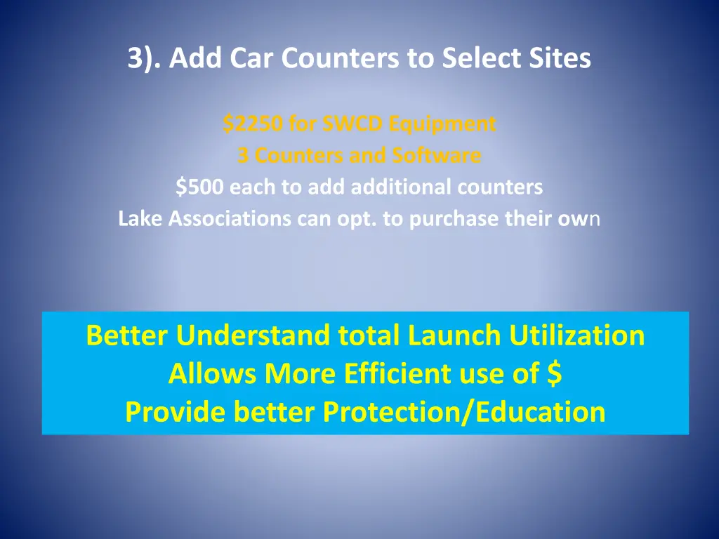 3 add car counters to select sites