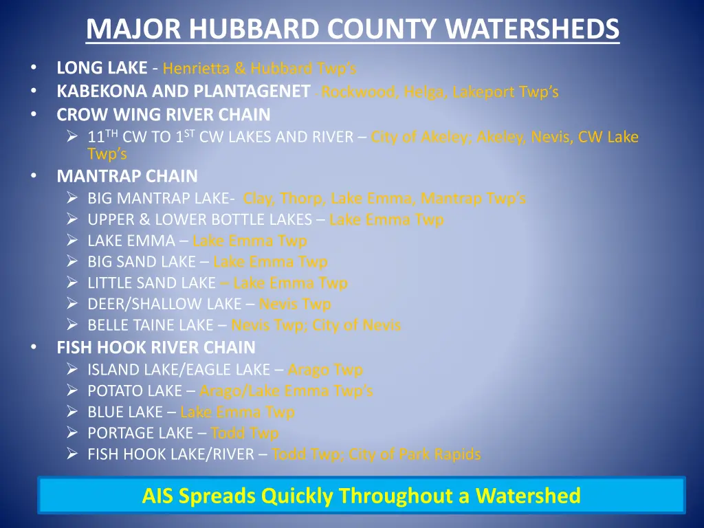 major hubbard county watersheds