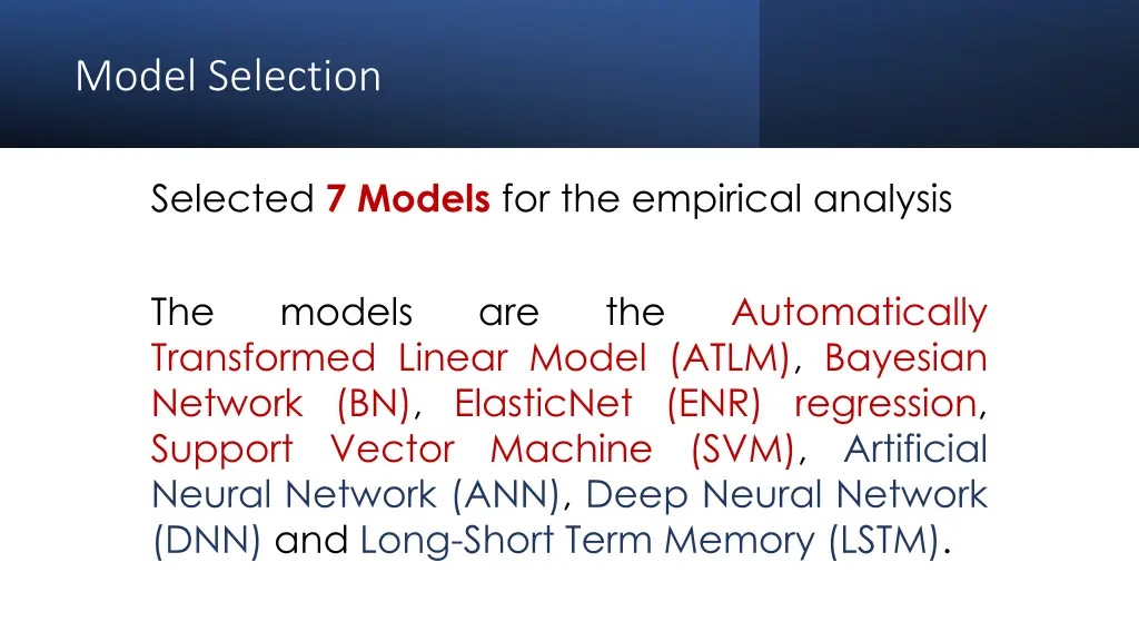 model selection